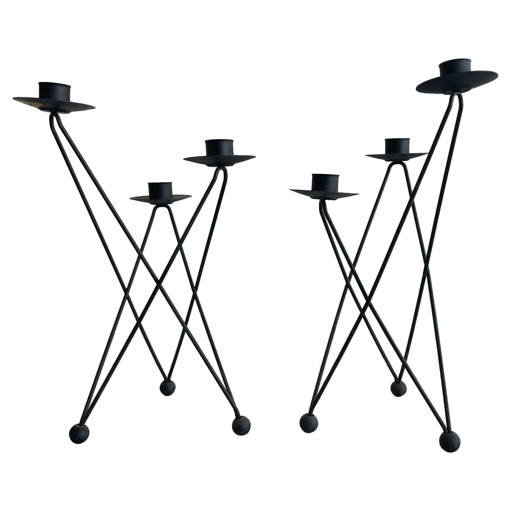 Pair of Atomic Candleholders by Architect Victor Bisharat