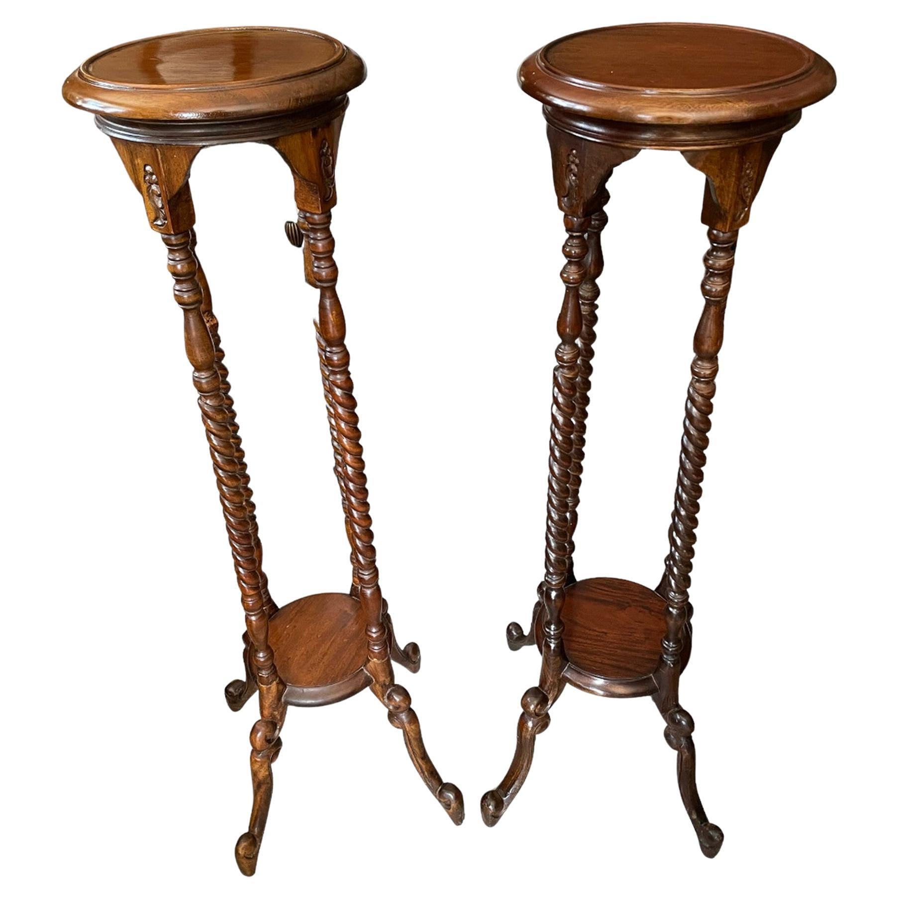 A Pair of Attractive Mahogany Torchieres For Sale