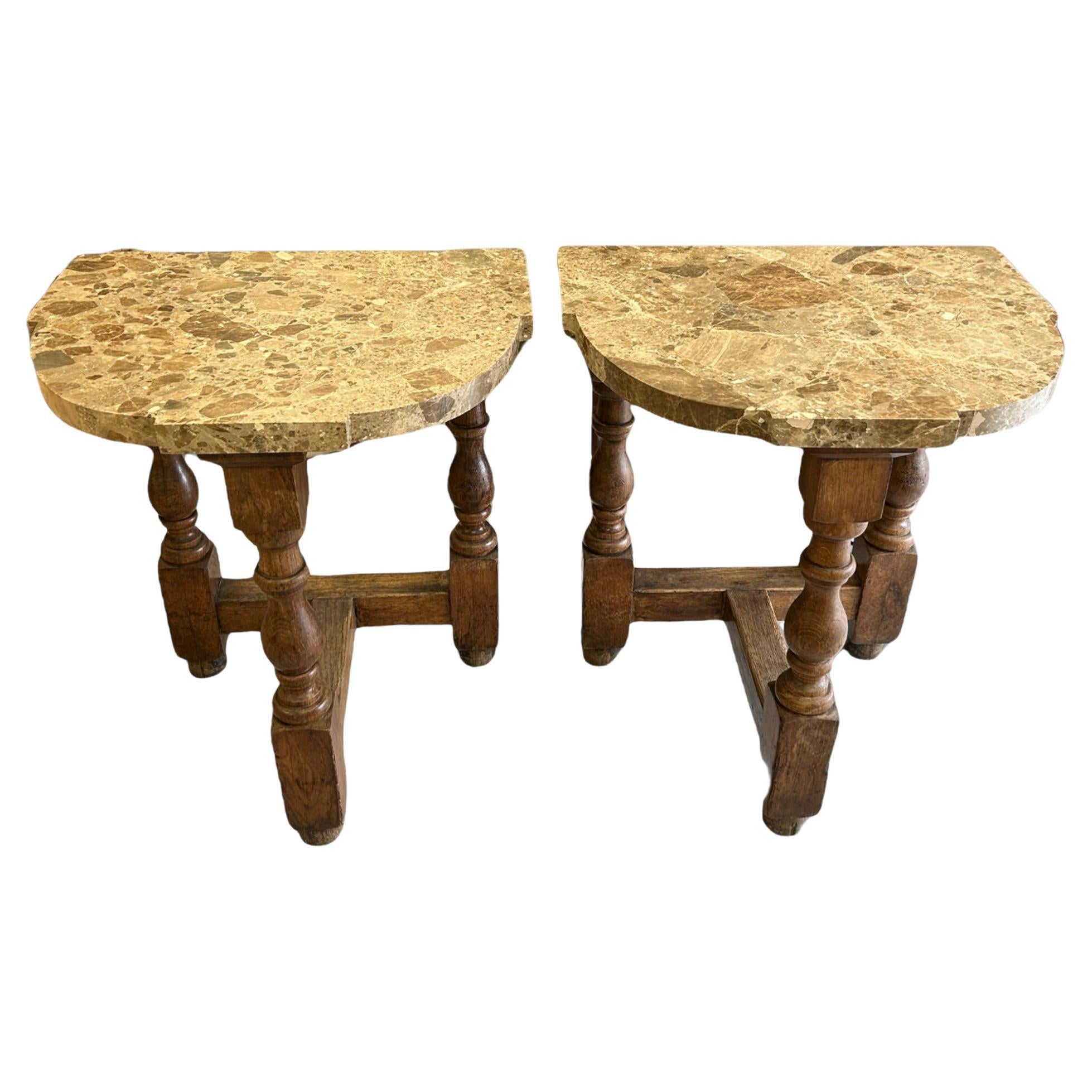 A Pair Of Attractive Marble Topped Console/Side Tables For Sale