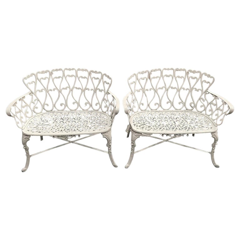 Pair of Attractive Metal Garden Seats For Sale at 1stDibs