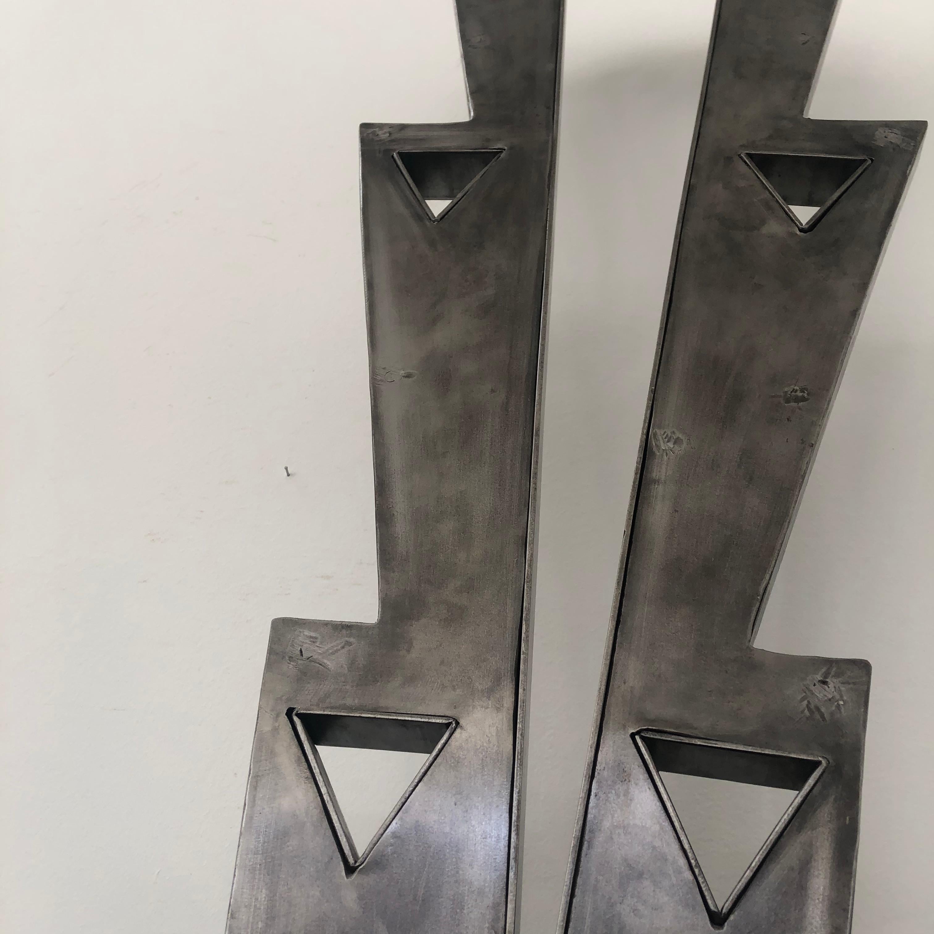Paire de chaises d'entrée industrielles en acier Augosto Dionisi Fabbro en vente 4