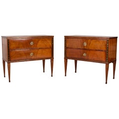 Pair of Austrian Biedermeier Commodes, in Mahogany with Brass Inlay