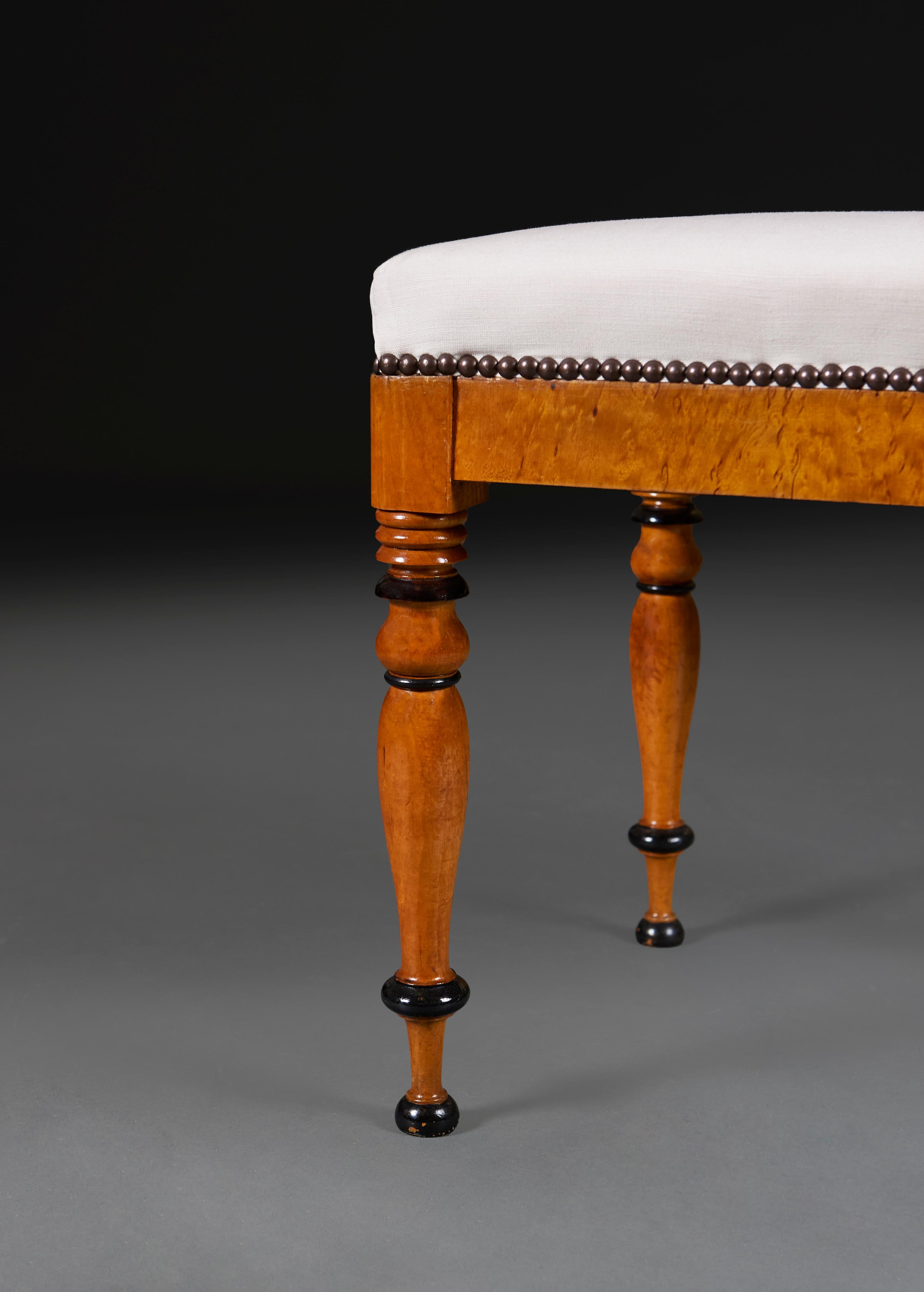 A Pair of Austrian Biedermeier Maplewood Stools  In Good Condition For Sale In London, GB