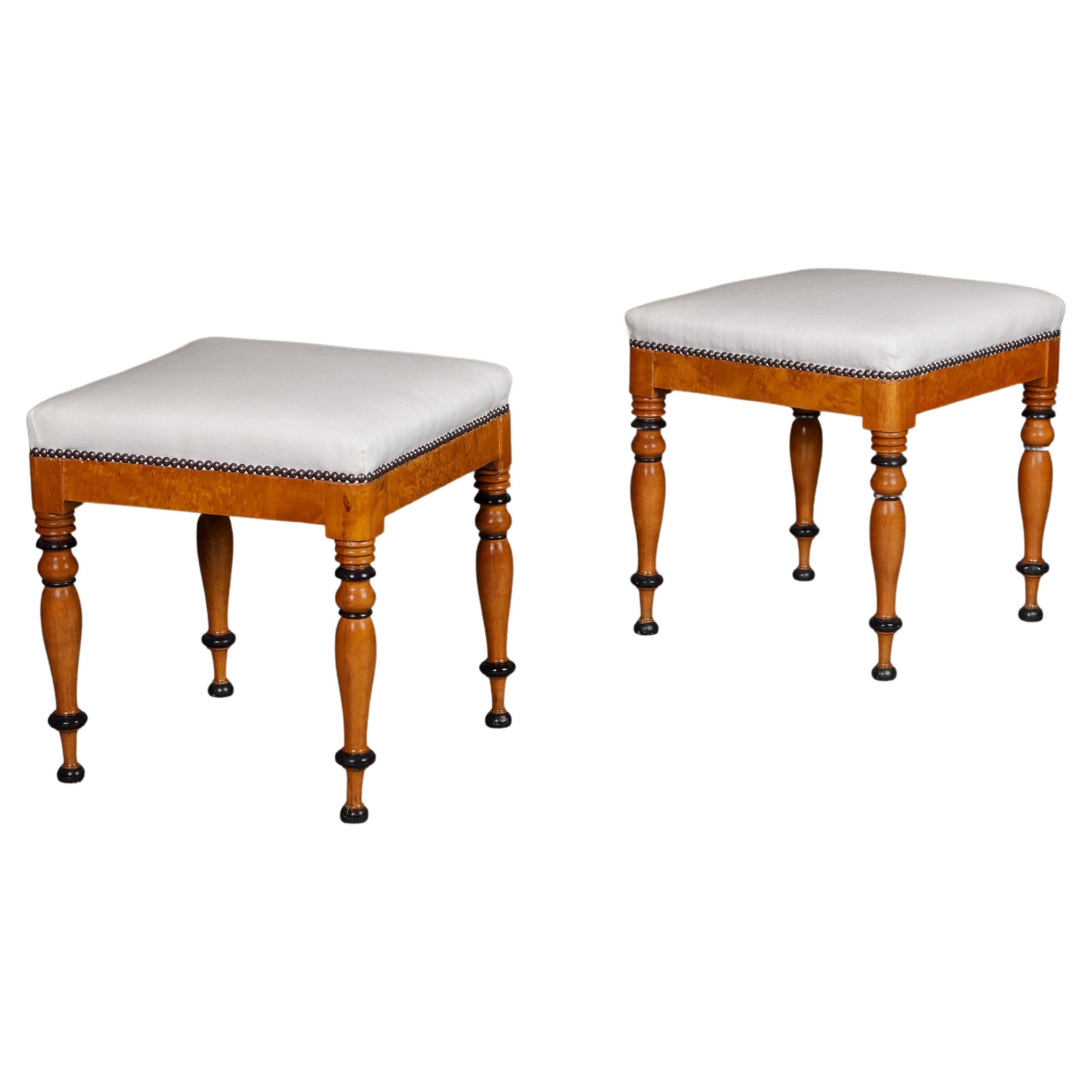 A Pair of Austrian Biedermeier Maplewood Stools  For Sale