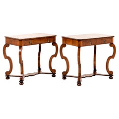 A pair of Austrian Biedermeier Walnut Side Tables