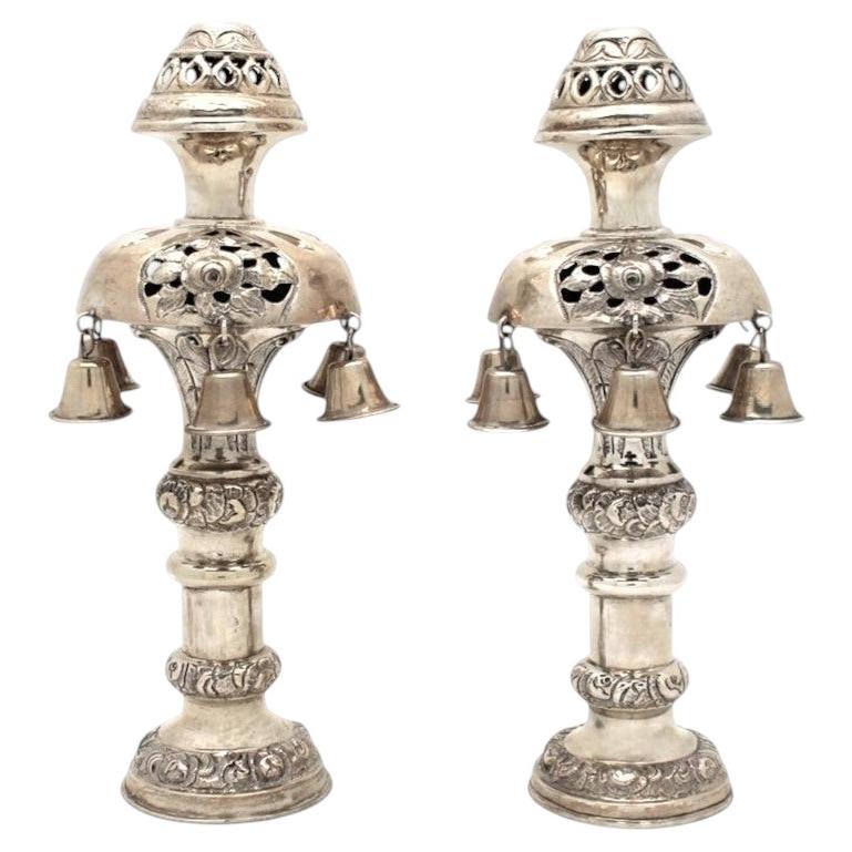 A Pair of Austrian Silver Torah Finials, Vienna, 1862 For Sale