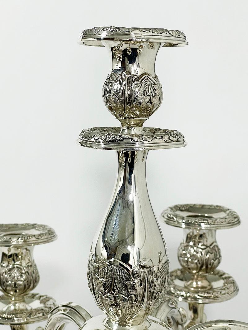 Pair of Austro-Hungarian Empire Silver Candelabras, 19th Century For Sale 5