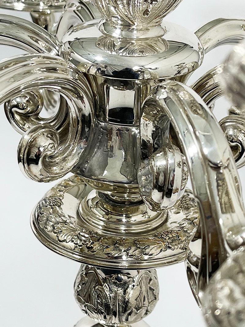 Pair of Austro-Hungarian Empire Silver Candelabras, 19th Century For Sale 9