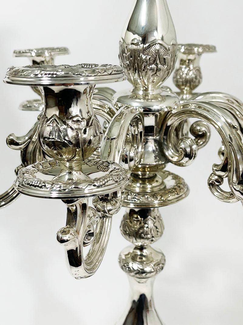 Pair of Austro-Hungarian Empire Silver Candelabras, 19th Century For Sale 10