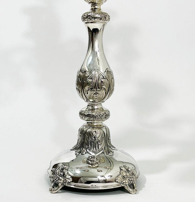 XIXe siècle Paire de candélabres en argent de l'Empire austro-hongrois, 19ème siècle en vente