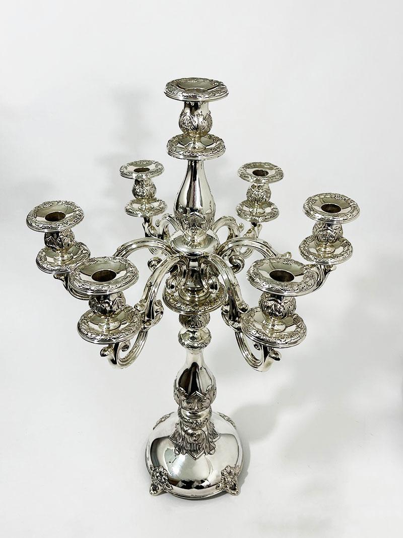 Pair of Austro-Hungarian Empire Silver Candelabras, 19th Century For Sale 4