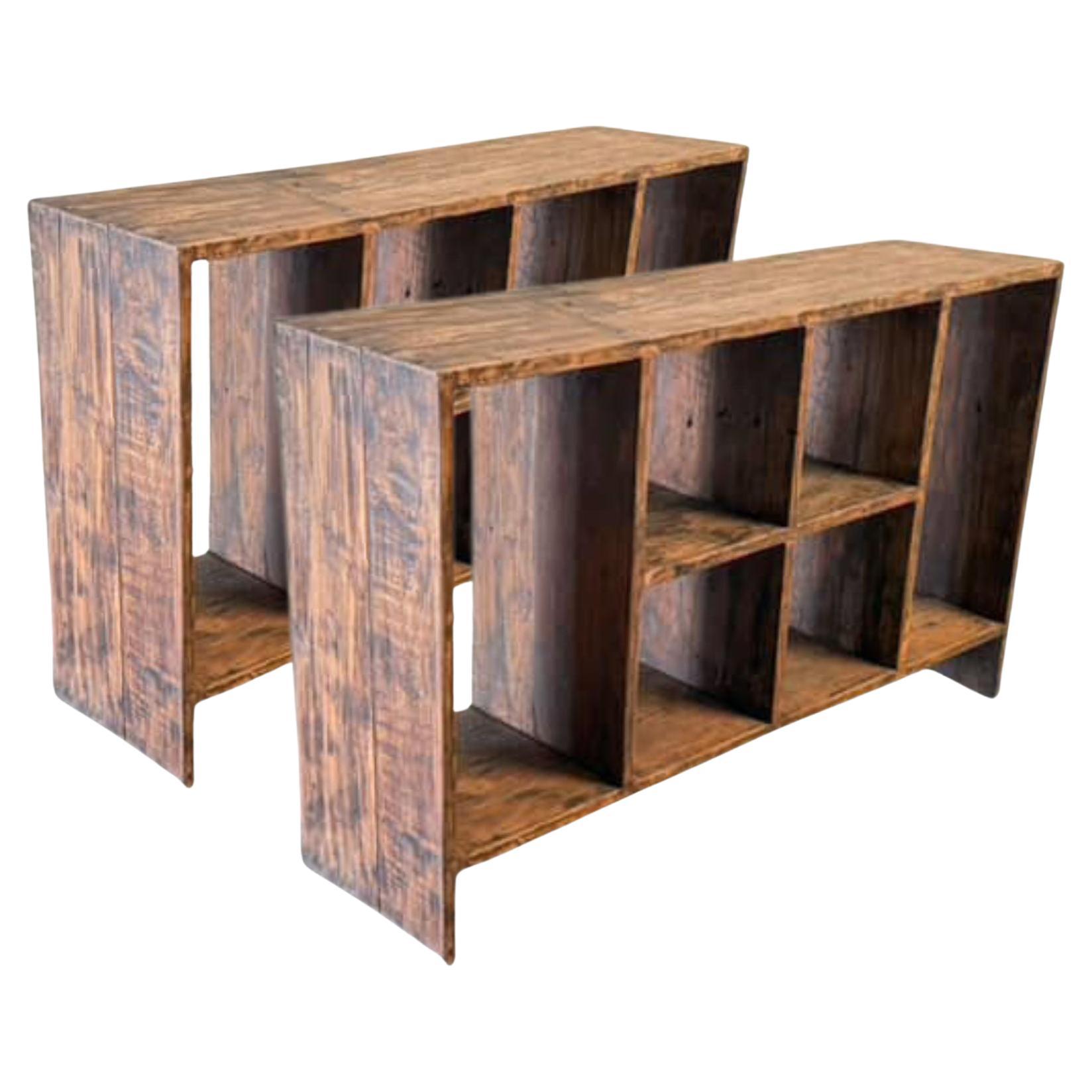 Coppia di autentici scaffali per cartelle Pierre Jeanneret PJ-R-27-A, India, anni '50 in vendita