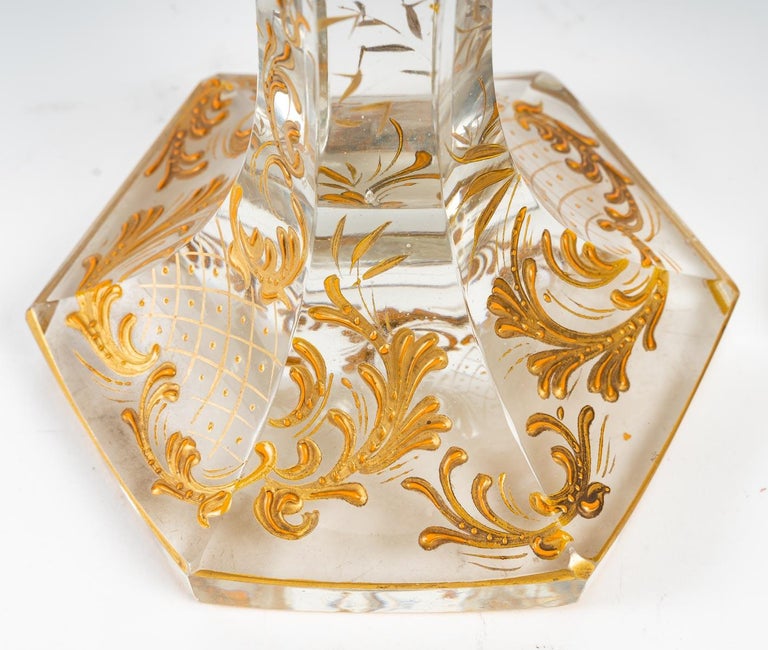 Late 19th Century Pair of Baccarat Chased Crystal Vases For Sale