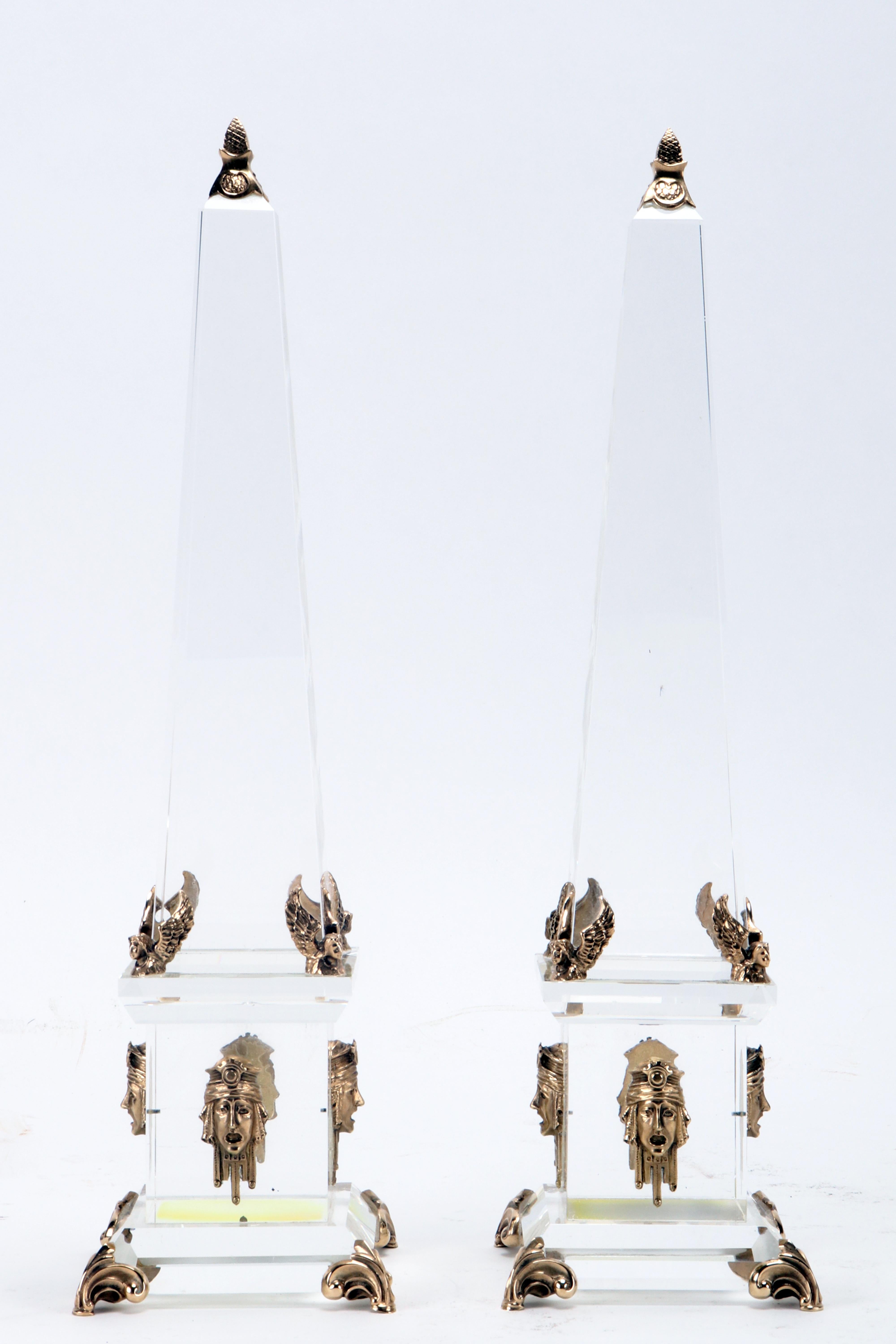 Pair of Baccarat Crystal Grand Tour Obelisks, Italy End of 19th Century For Sale 5