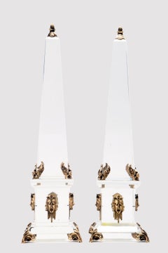 A pair of Baccarat crystal Grand Tour obelisks, Italy end of 19th century.