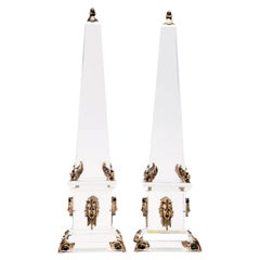 Pair of Baccarat Crystal Grand Tour Obelisks, Italy End of 19th Century