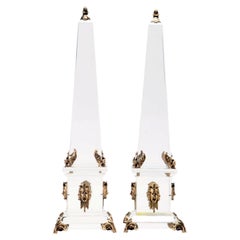 A pair of Baccarat crystal Grand Tour obelisks, Italy end of 19th century.