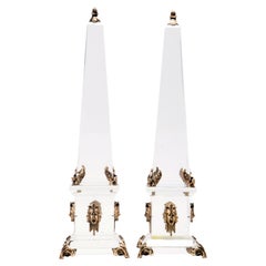 A pair of Baccarat crystal Grand Tour obelisks, Italy end of 19th century.