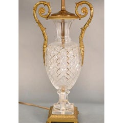 Pair of Baccarat Cut Crystal Lamps