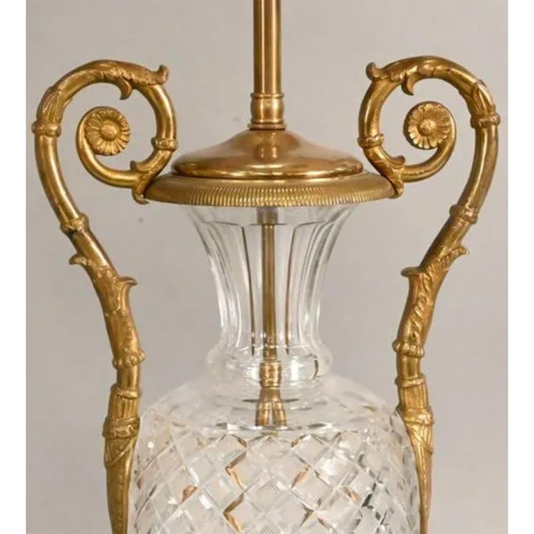 Pair of Baccarat Cut Crystal Lamps For Sale at 1stDibs