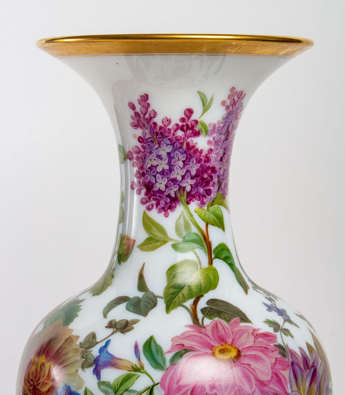 19th Century Pair of Baccarat Opaline Vases