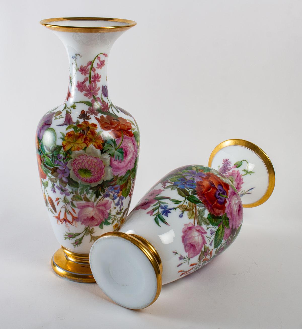 Pair of Baccarat Opaline Vases 1