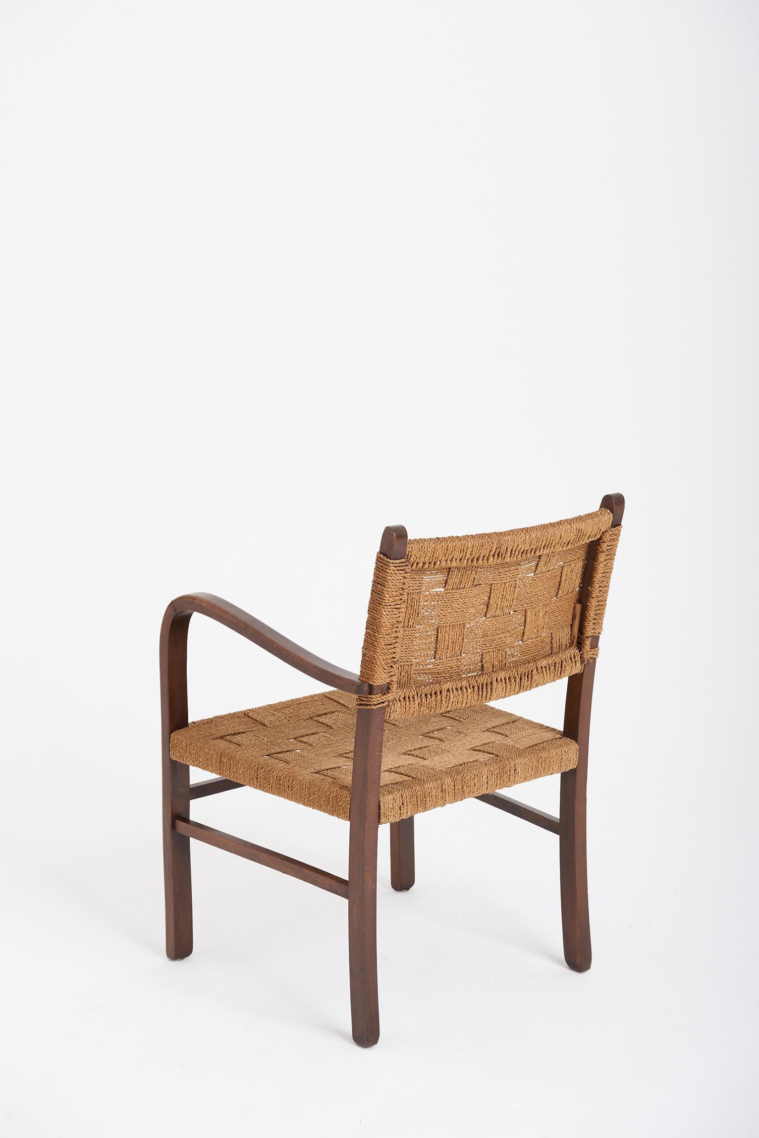 Pair of Bahaus Beech Seagrass Rope Armchairs, by Erich Dieckmann 3