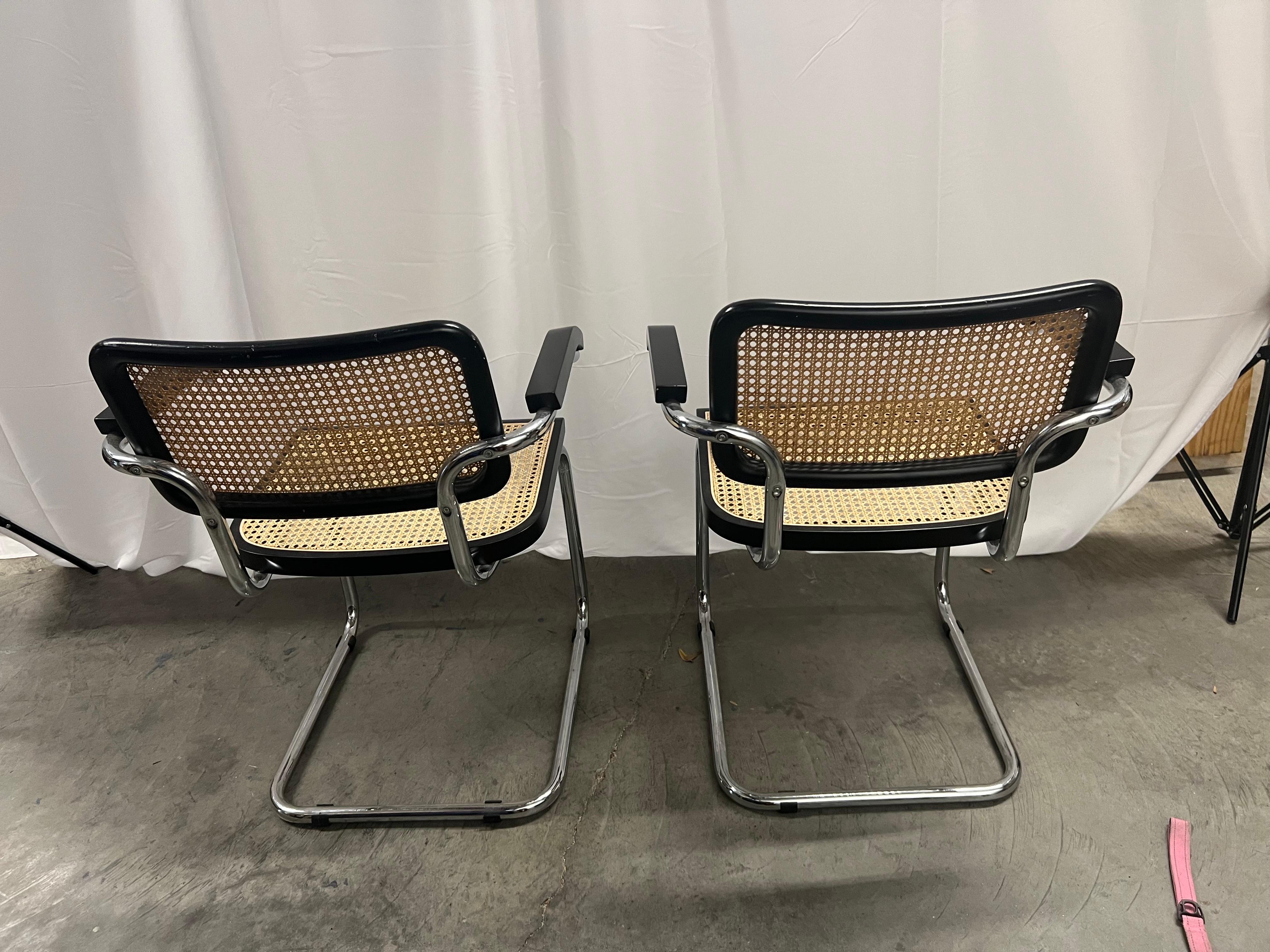 A pair of Bahaus Marcel Breuer Attributed Cesca Chairs S64 In Good Condition For Sale In Charleston, SC
