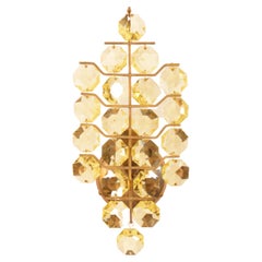 A Pair of Bakalowits Sconces Wall Lights, Brass Crystal Glass, 1960s