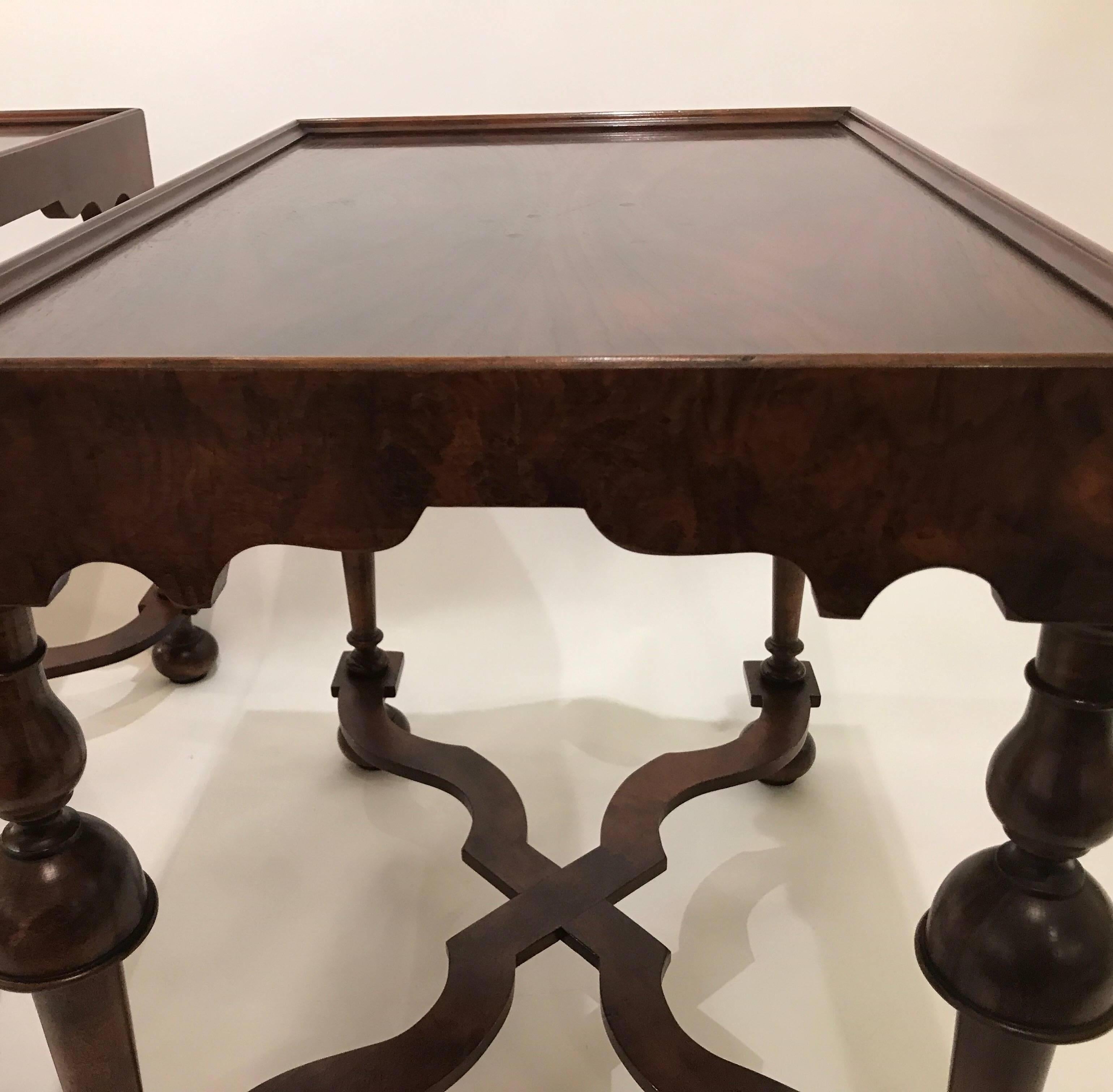 Pair of Baker Furniture Jacobean Style Walnut Tables 2