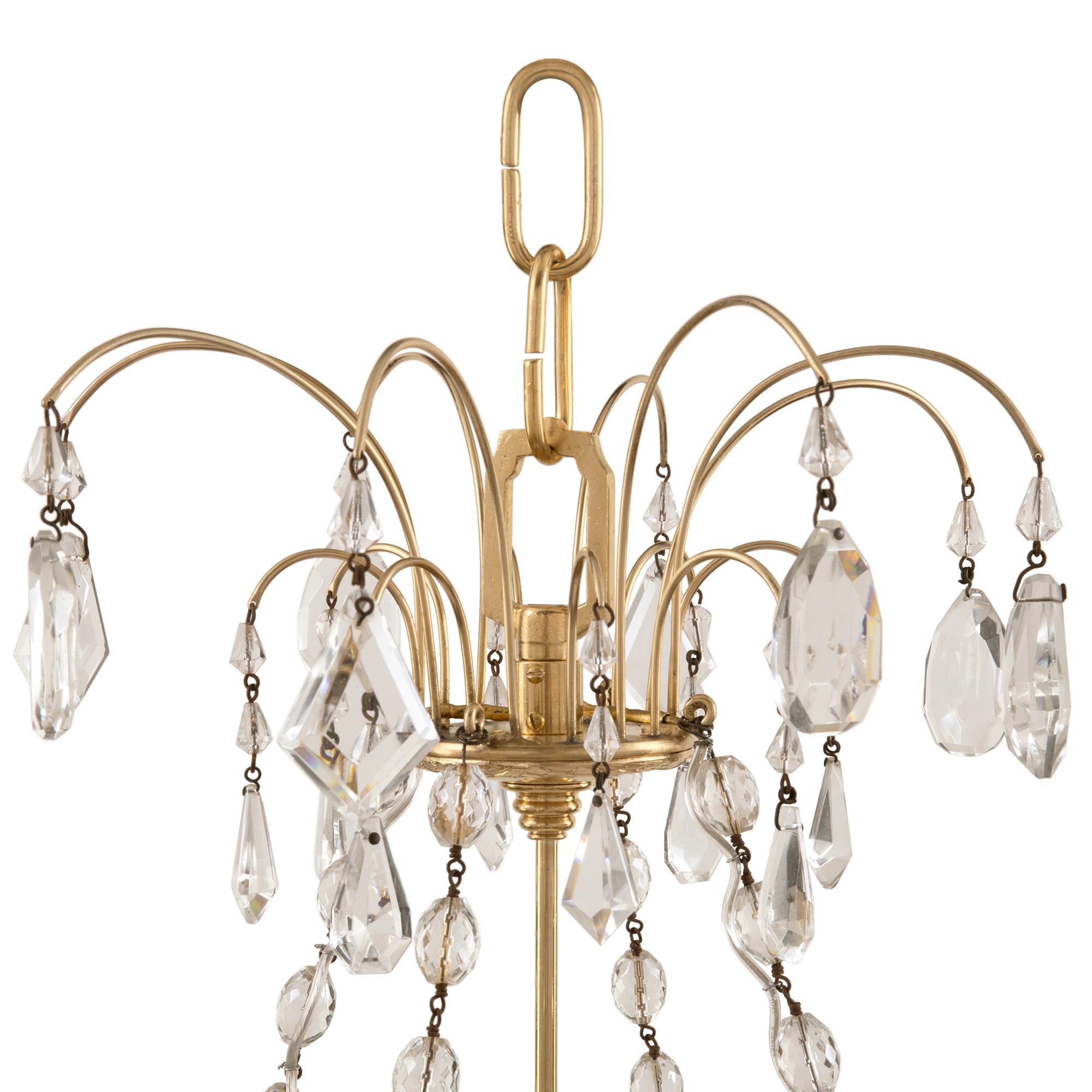 Pair of Baltic 19th Century Neoclassical St. Ormolu and Crystal Chandeliers 1