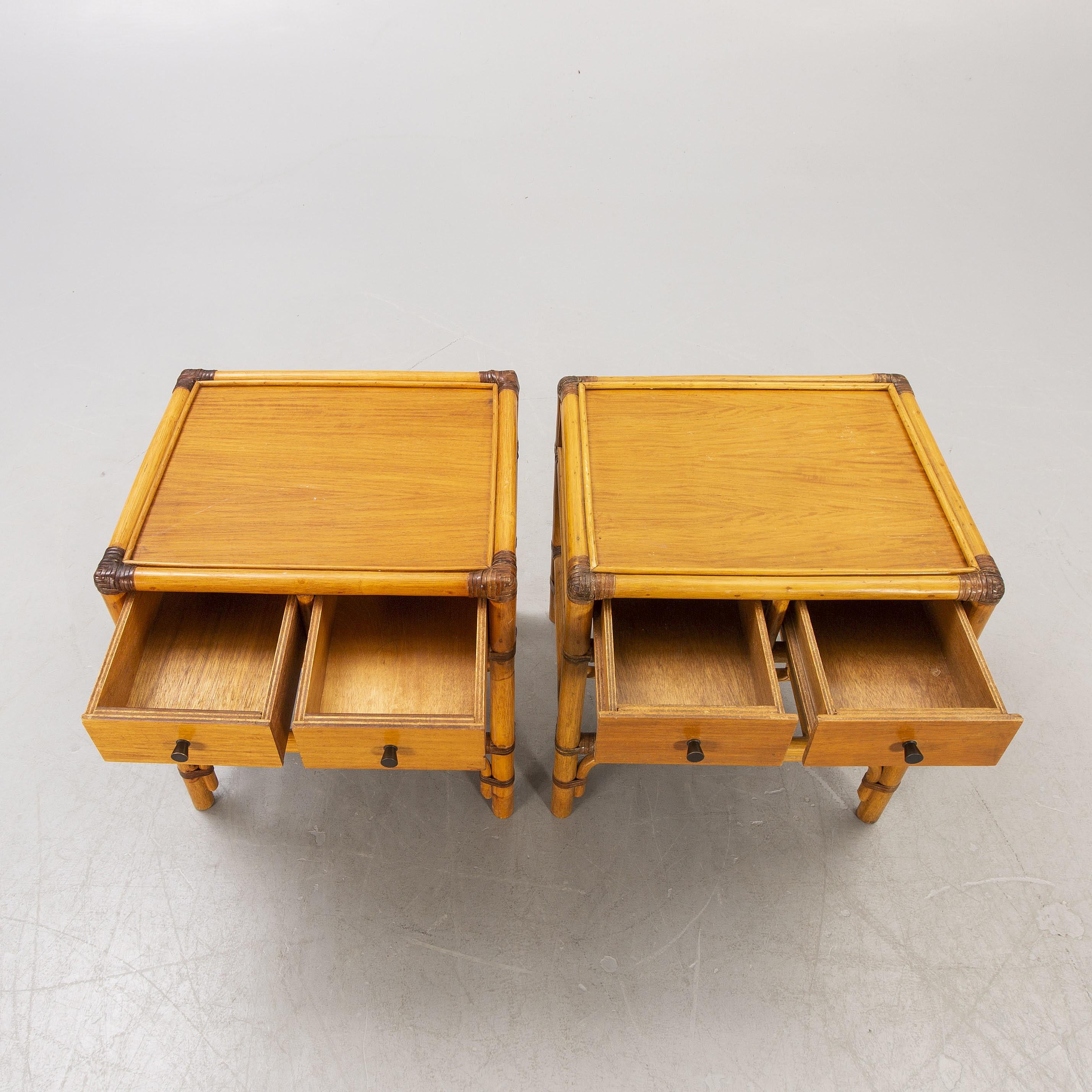 Swedish Pair of Bamboo and Wood Nightstand Anonymous for DUX Sweden, 1960 For Sale