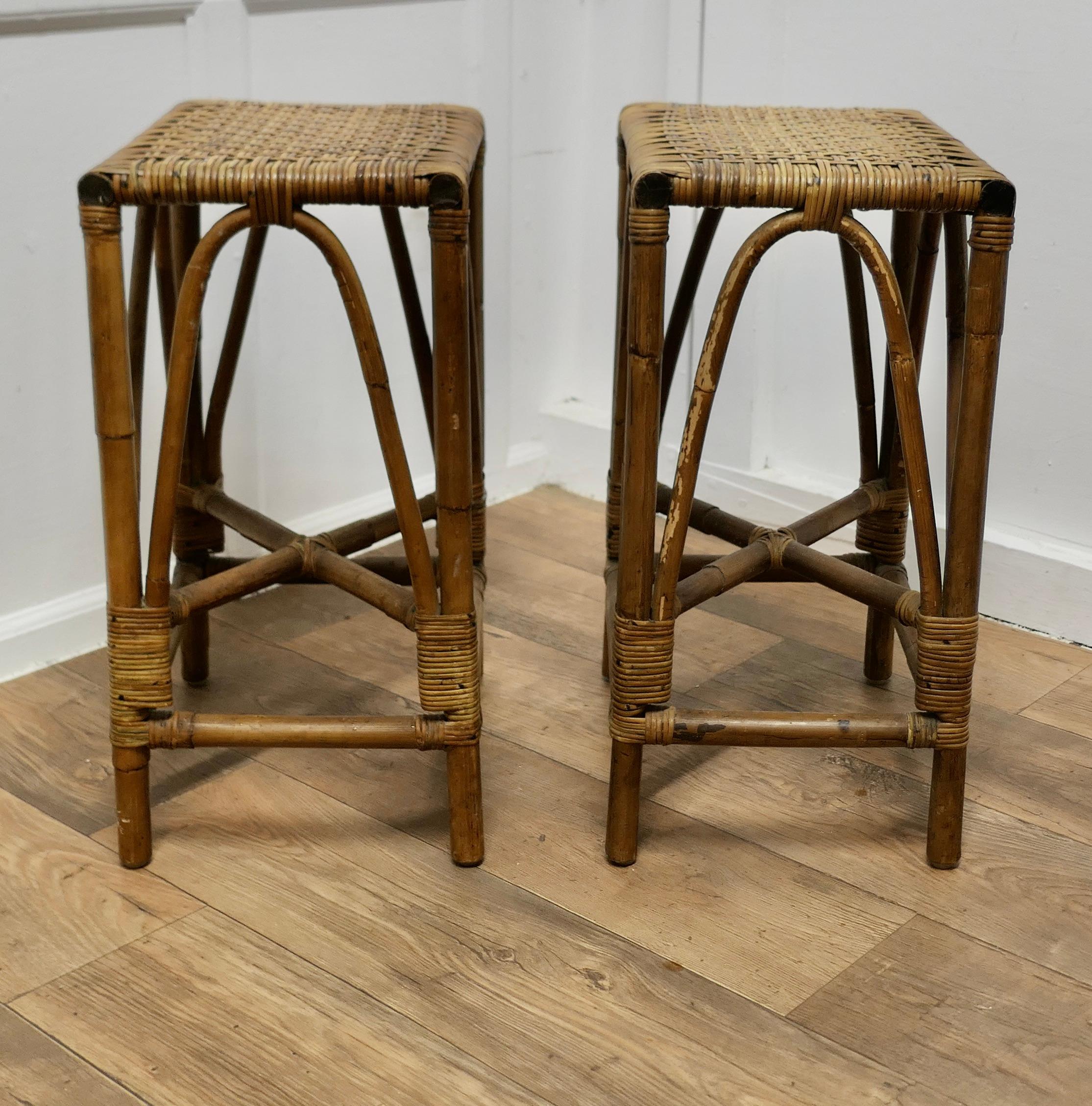 A Pair of Bamboo High Stools/Tables or Window Seats  A Very attractive pair   For Sale 1