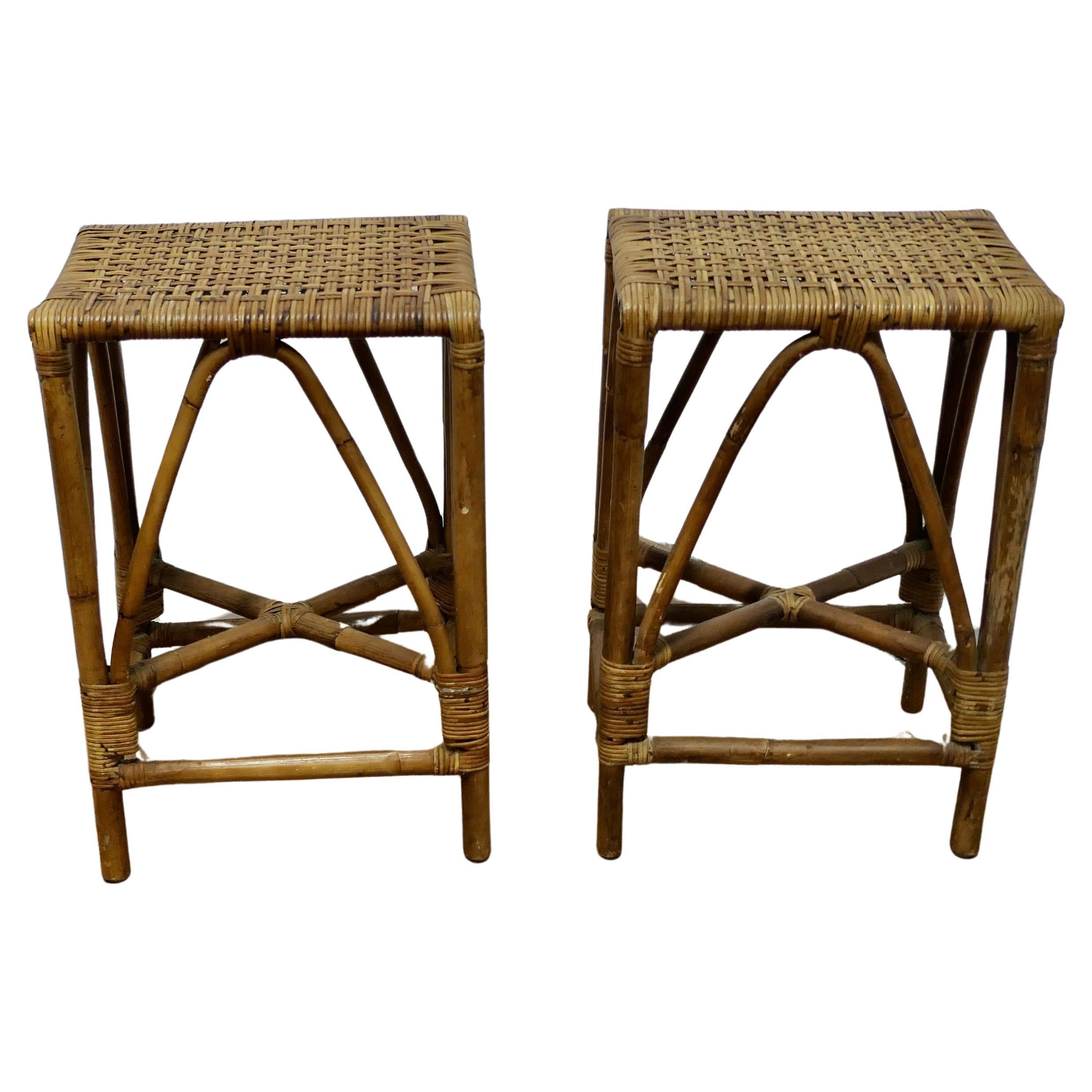 A Pair of Bamboo High Stools/Tables or Window Seats  A Very attractive pair   For Sale