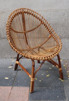 Pair of Bamboo Midcentury Italian Armchairs, 1960