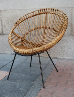 Pair of Bamboo Midcentury Italian Armchairs, 1960