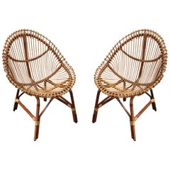 Pair of Bamboo Midcentury Italian Armchairs, 1960