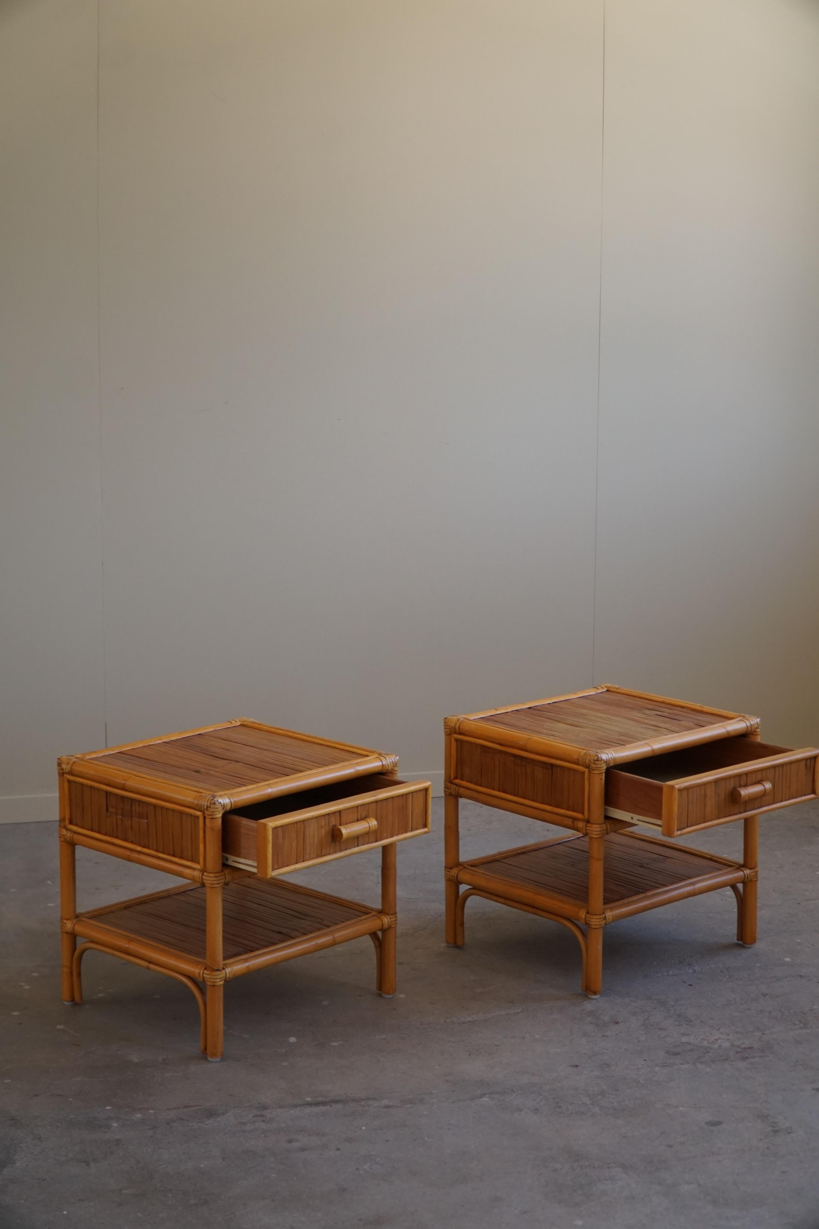 Visual Reference: Pair Of Bamboo Rattan Side Tables Stübert Collection 1980S For