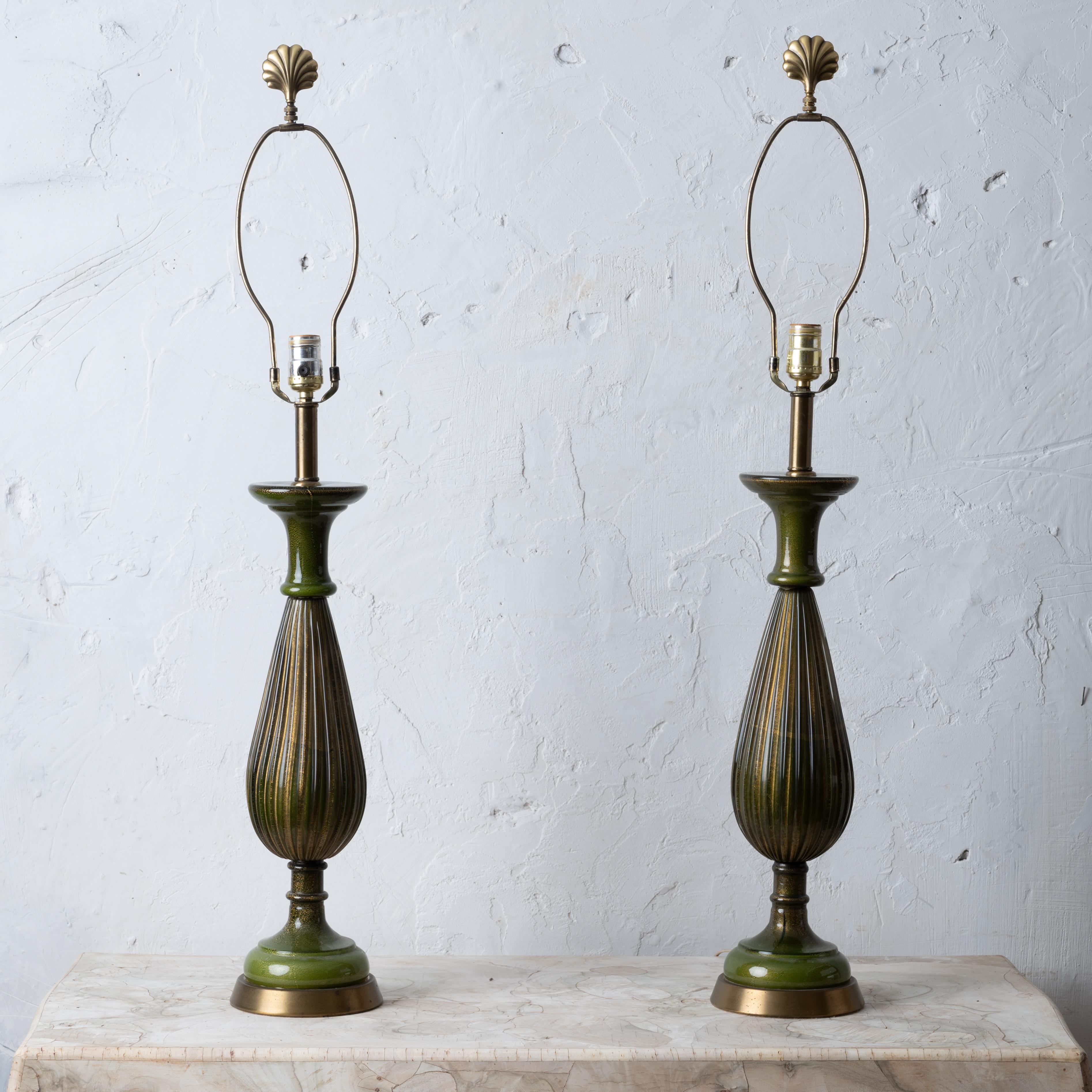 Moderne Paire de lampes en verre de Murano de Barovier&Toso en vente