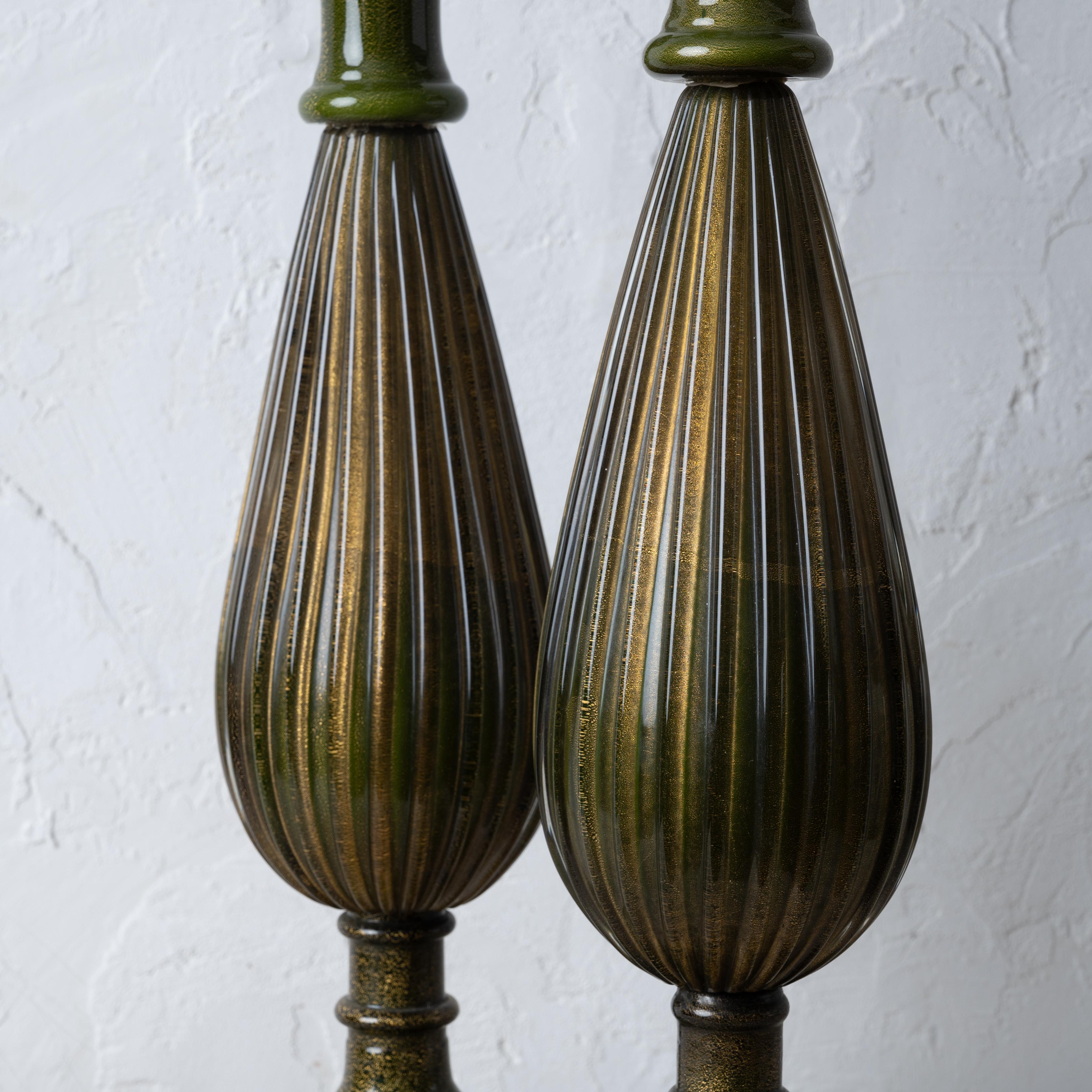 italien Paire de lampes en verre de Murano de Barovier&Toso en vente