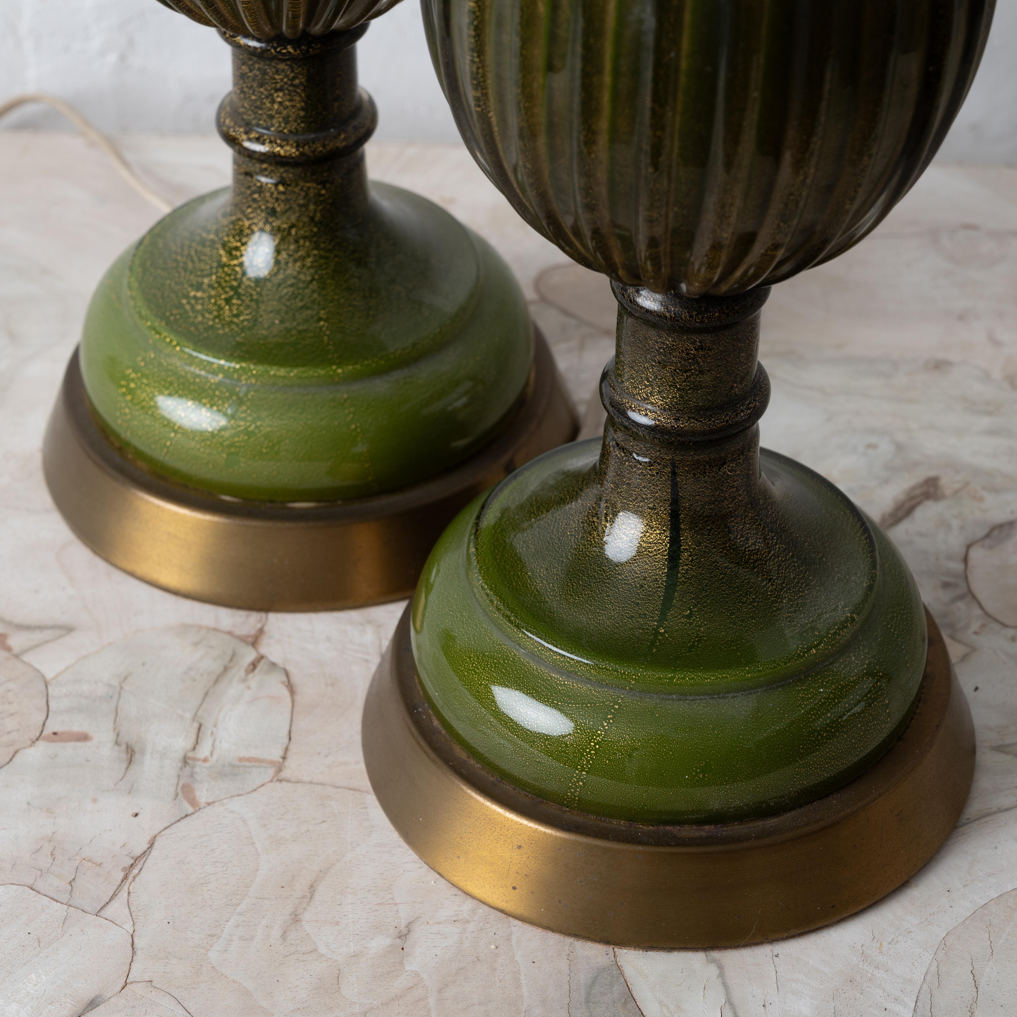 Verre de Murano Paire de lampes en verre de Murano de Barovier&Toso en vente