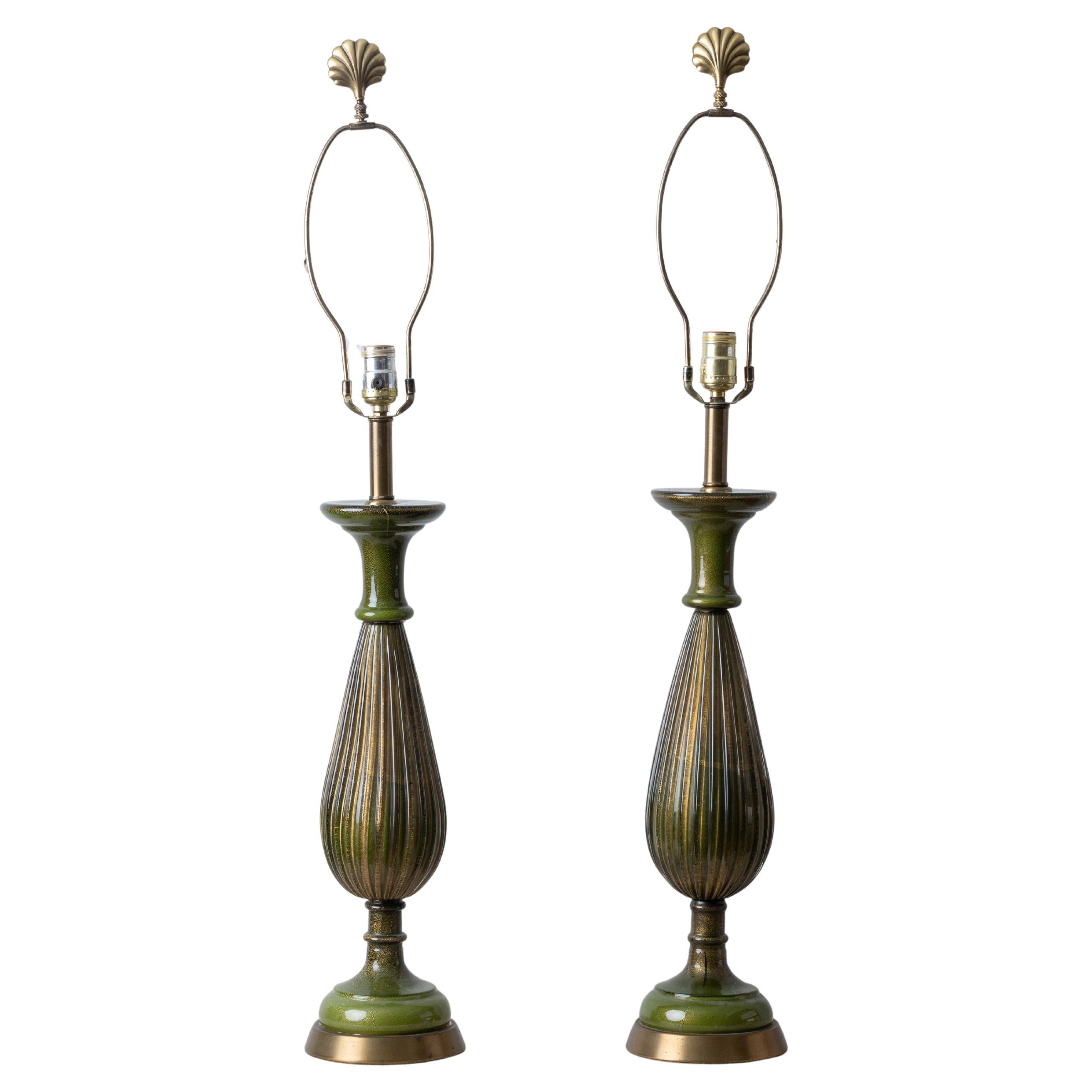 Paire de lampes en verre de Murano de Barovier&Toso en vente
