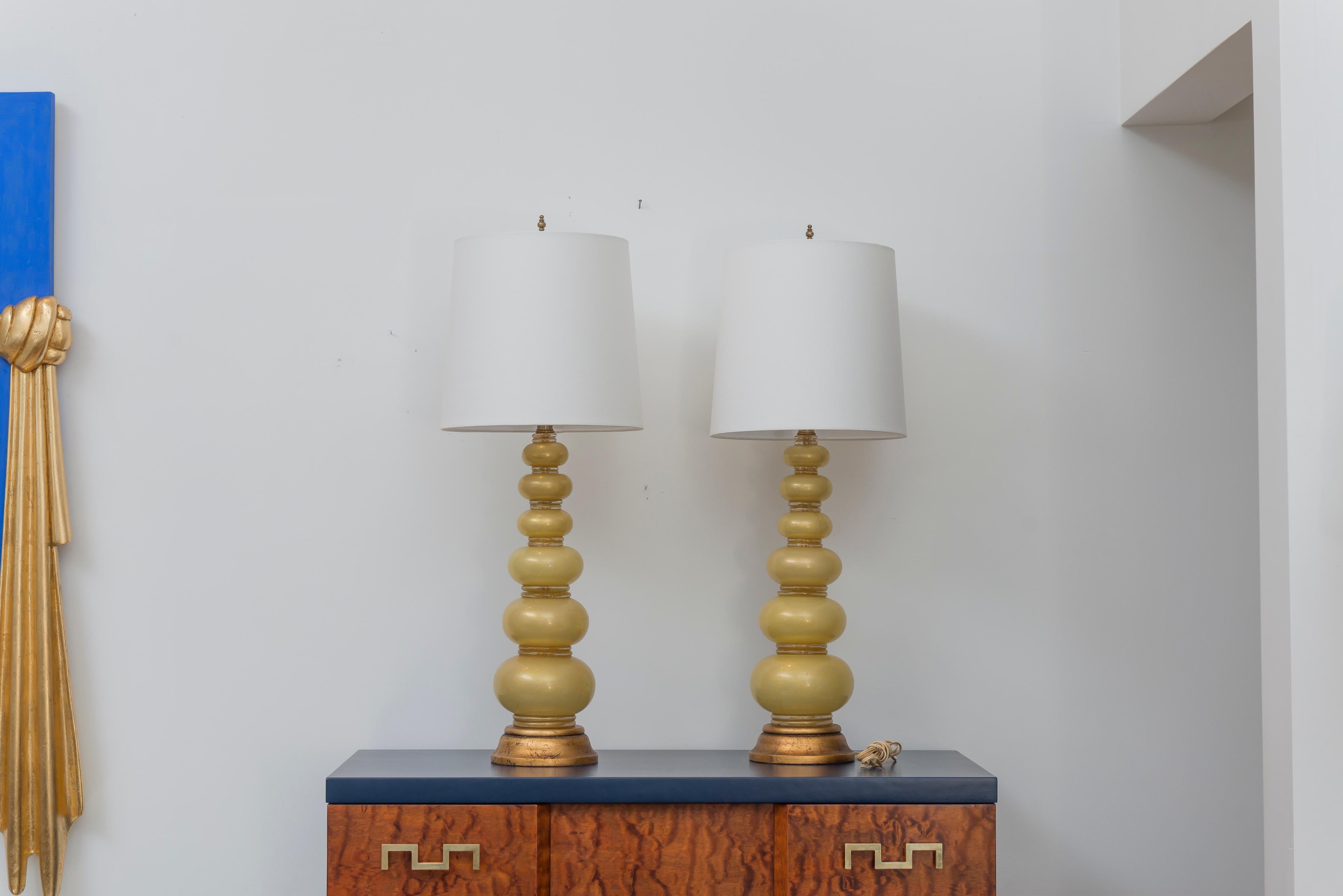 20th Century Pair of Barovier & Toso Murano Lamps  For Sale