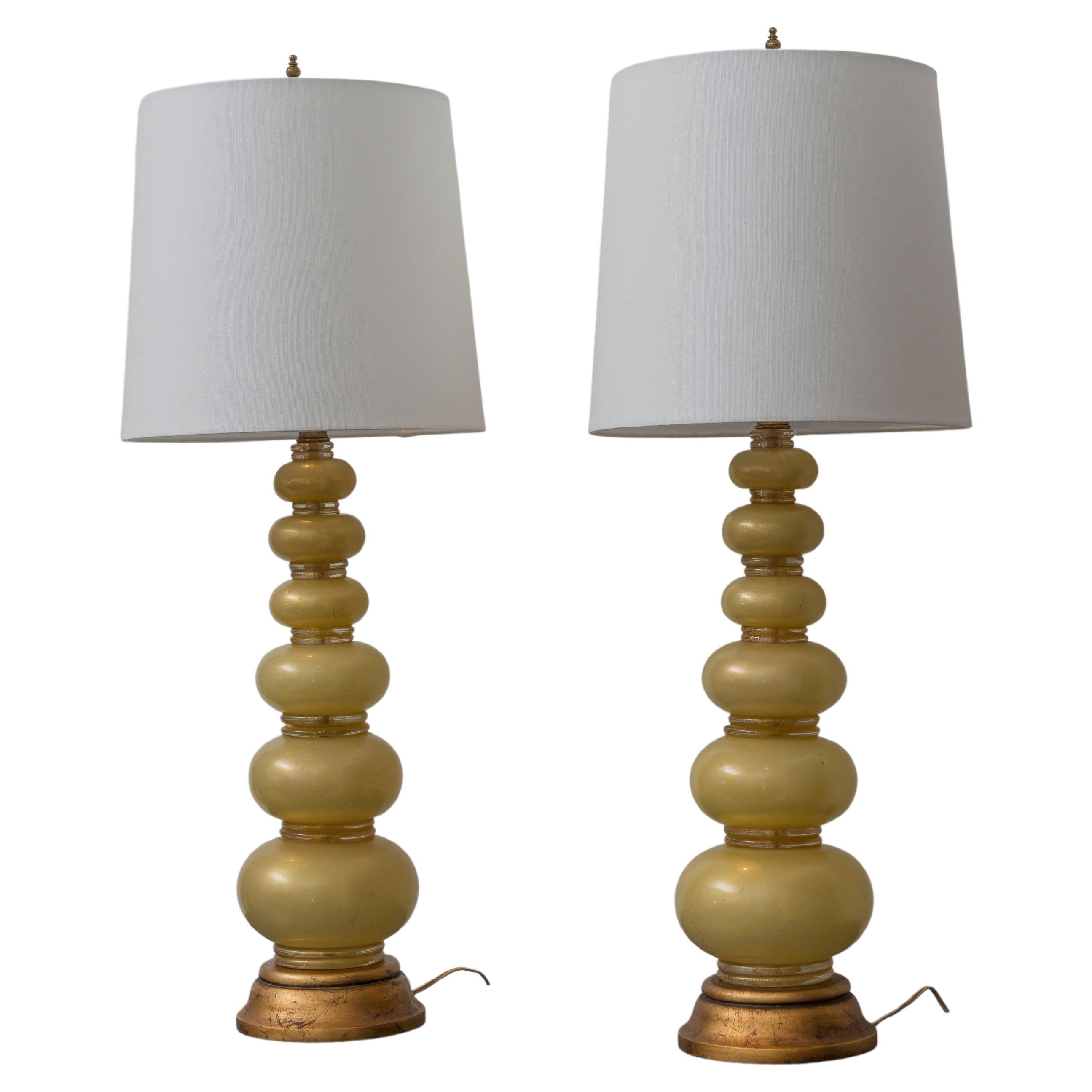 Pair of Barovier & Toso Murano Lamps 