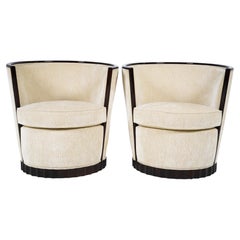 Pair of Barrel-Back Art Deco Armchairs