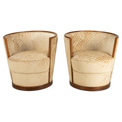 A Pair of Barrel-Back Art Deco Lounge Chairs