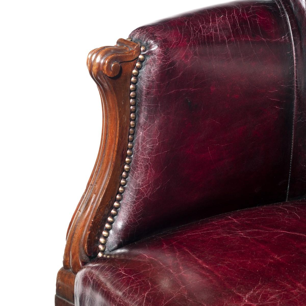 English Pair of Barrel-Backed Mahogany Wing Armchairs