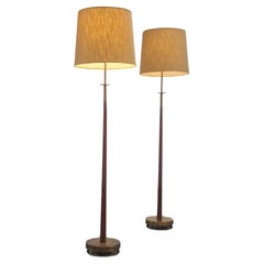 Paire de lampadaires en Bast et teck attribués à Maria Lindeman, Idman années 1950