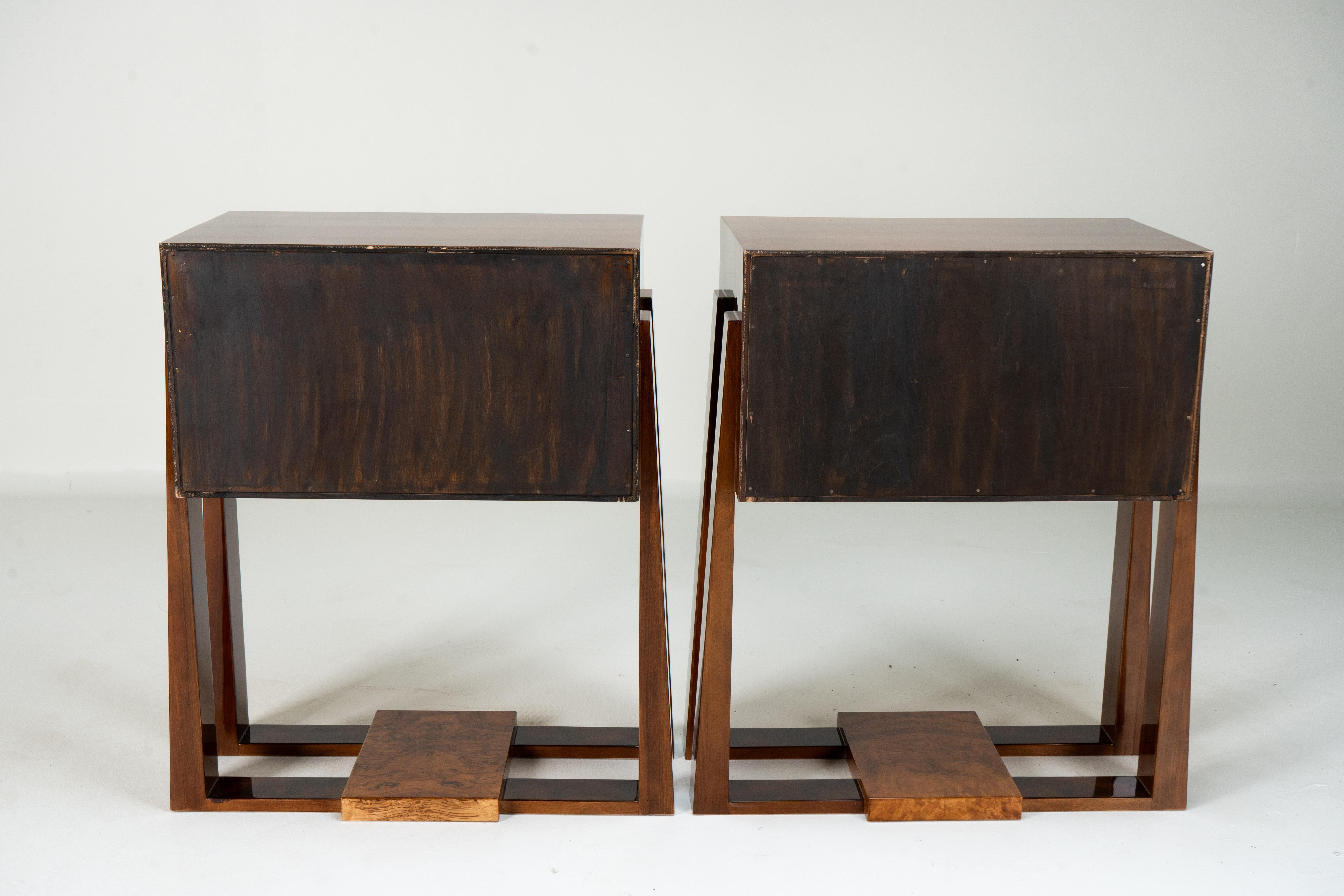 A Pair of Bauhaus-Inspired Bed Side Chests With 3 drawers For Sale 1