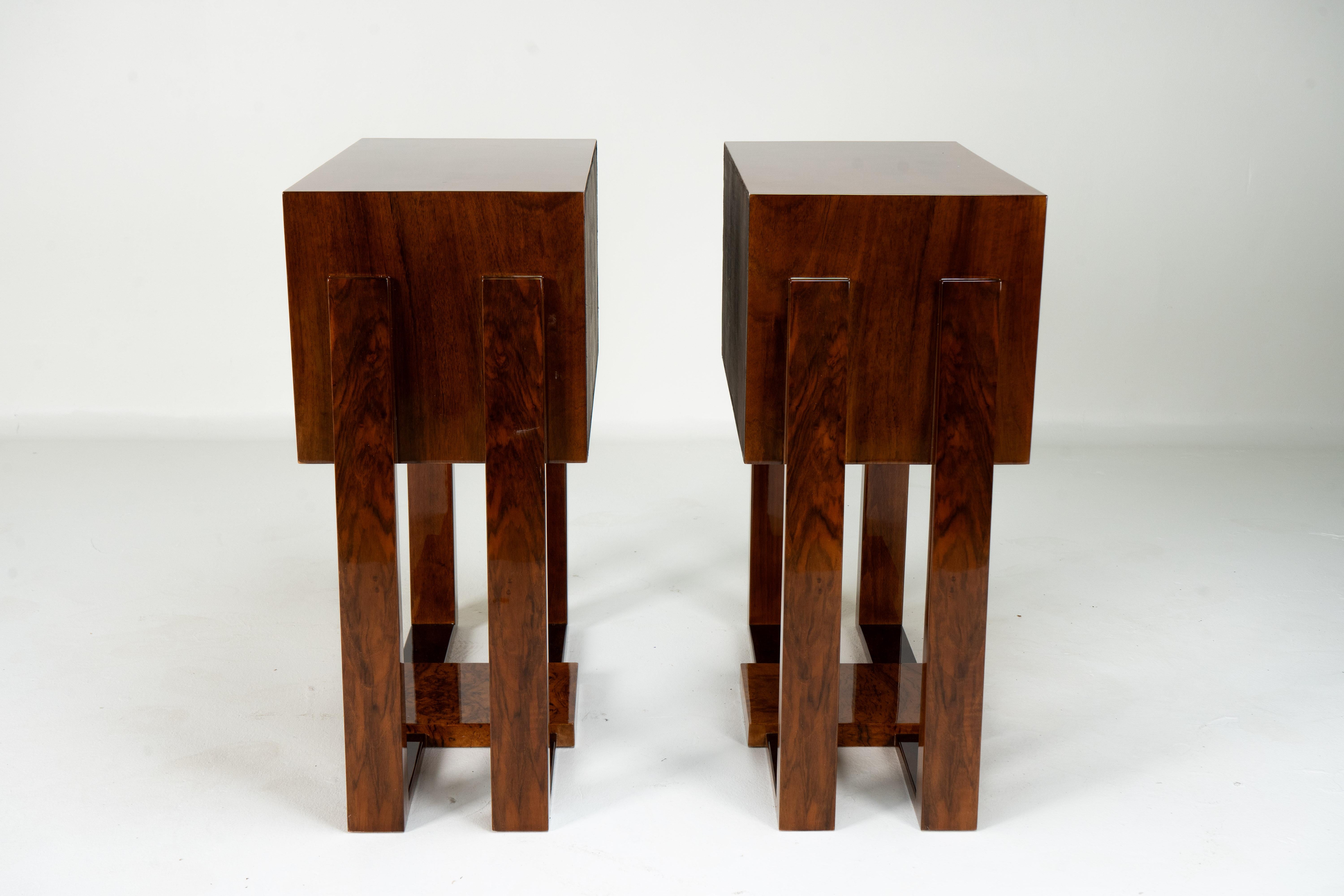 A Pair of Bauhaus-Inspired Bed Side Chests With 3 drawers For Sale 2